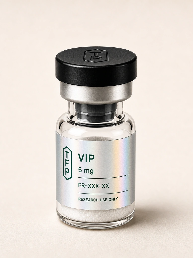 VIP, 5 mg en fiole 3 ml The French Peptides avec etiquette holographique argent, lot FR-XXX-XX